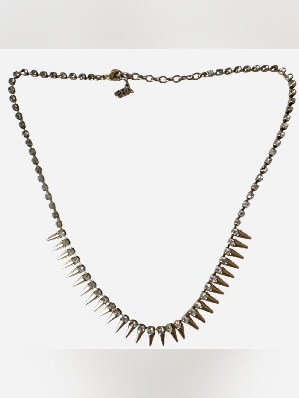 ABS Allen Schwartz Gold Spike and Clear Crystal Necklace